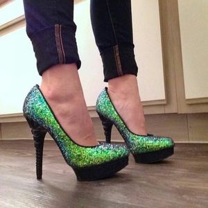 Rachel Roy Keegan Glitter Platform Stilettos
